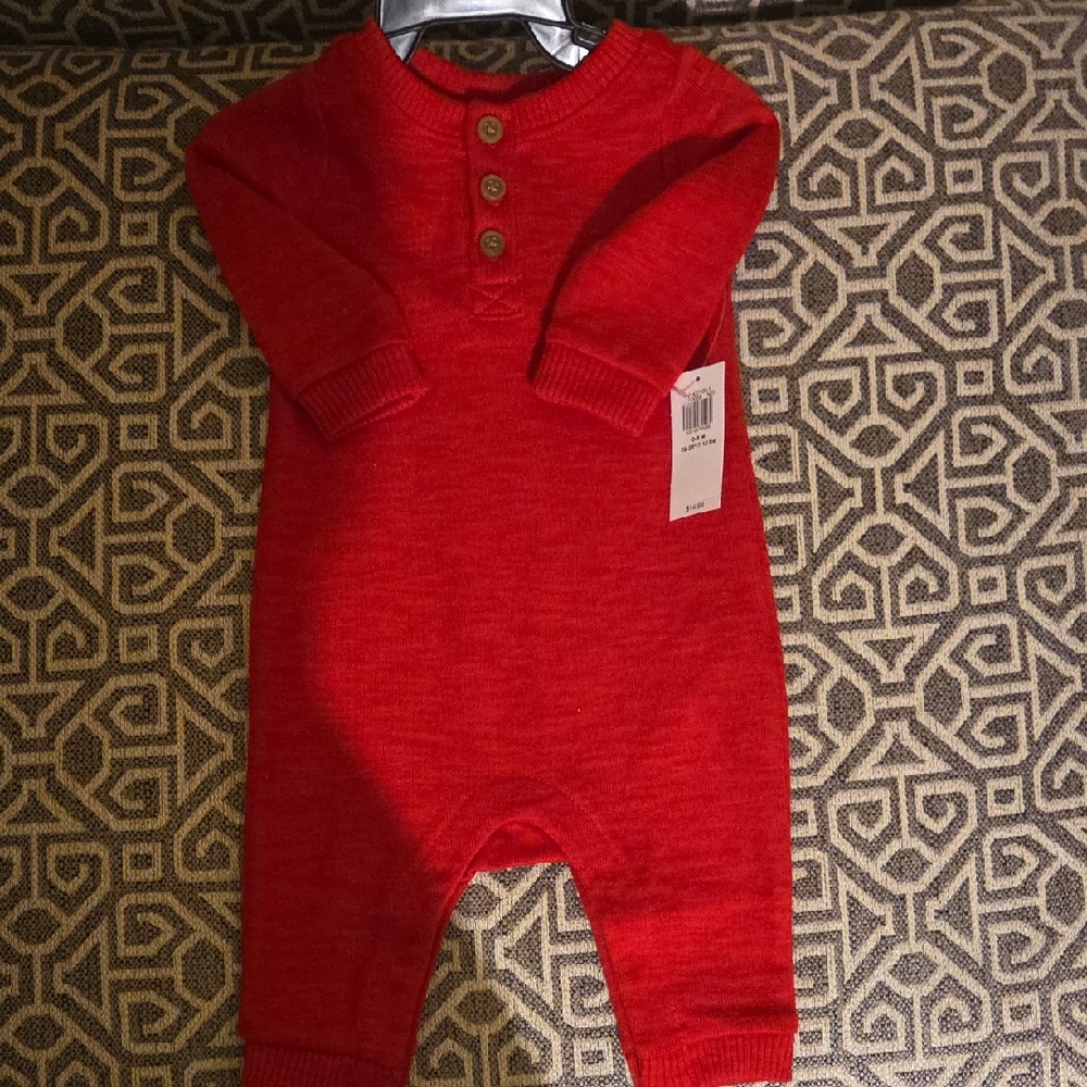 Old Navy Red Footies Cozy Long Sleeve One Piece